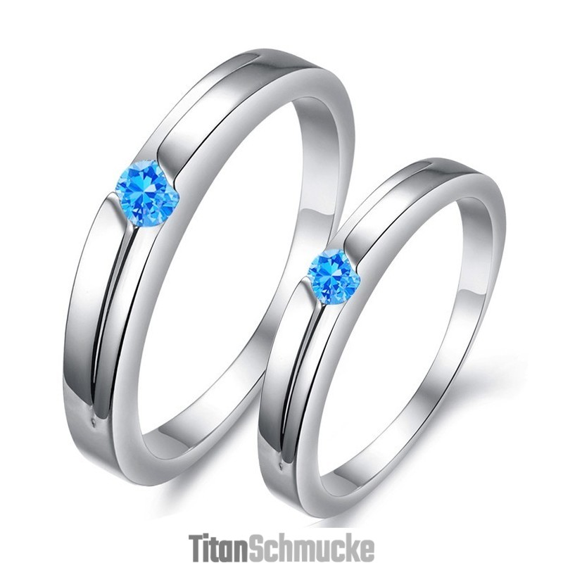 Ausgezeichnete Qualität Blau Platin Plating Titan Ring Für Liebhaber Mit Strass
