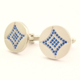 Runde Manschettenknöpfe Aus Titan Mit Blauen Diamanten