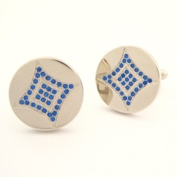 Runde Manschettenknöpfe Aus Titan Mit Blauen Diamanten