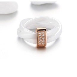 Stabiler Qualitäts-Trizyklischer Wolframkeramikring Mit Strass