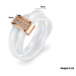 Stabiler Qualitäts-Trizyklischer Wolframkeramikring Mit Strass