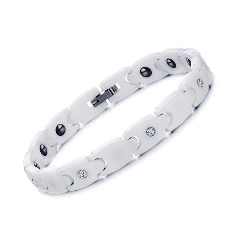 Qualität Und Quantität Gesichertes Weißes Wolfram-Keramik-Armband Mit Strass
