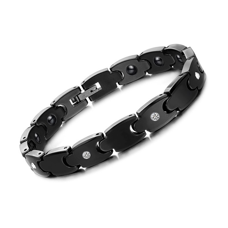 Hochwertiges Schwarzes Wolfram-Keramik-Armband Mit Strass