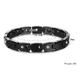 Hochwertiges Schwarzes Wolfram-Keramik-Armband Mit Strass