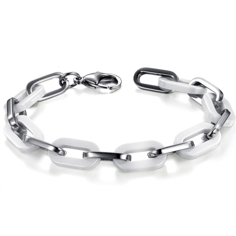 Hochwertiges Damenarmband Aus Weißem Wolfram Und Keramik