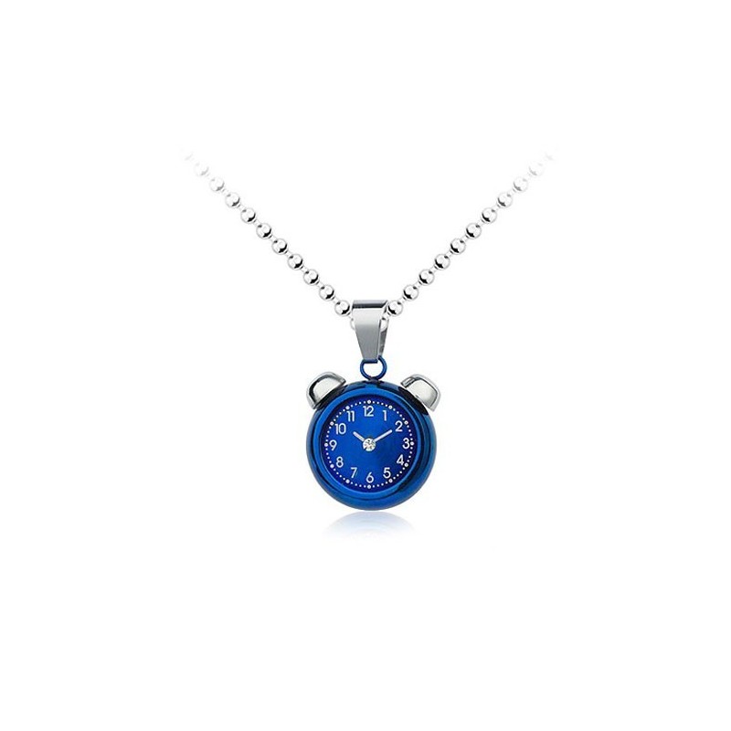Beliebter Blauer Wecker-Anhänger Aus Titan Für Herren – Kostenlose Kette