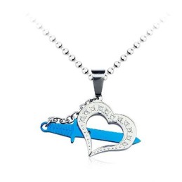 Stilvoller Blauer Titan-Love-Anhänger Für Herren – Inklusive Kette