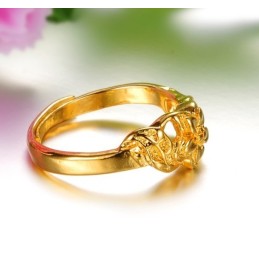 Hochwertiger Weiblicher Ring Mit Blumenmuster, 18 Karat Vergoldet