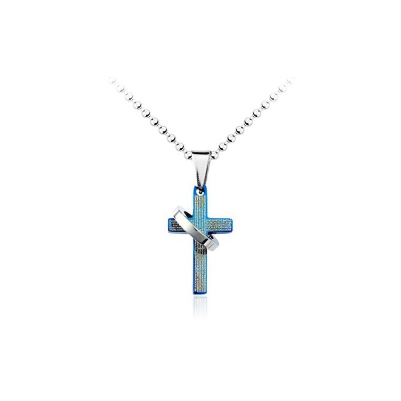 Beliebter Herren-Anhänger Mit Blauem Kreuz Aus Titan – Kostenlose Kette