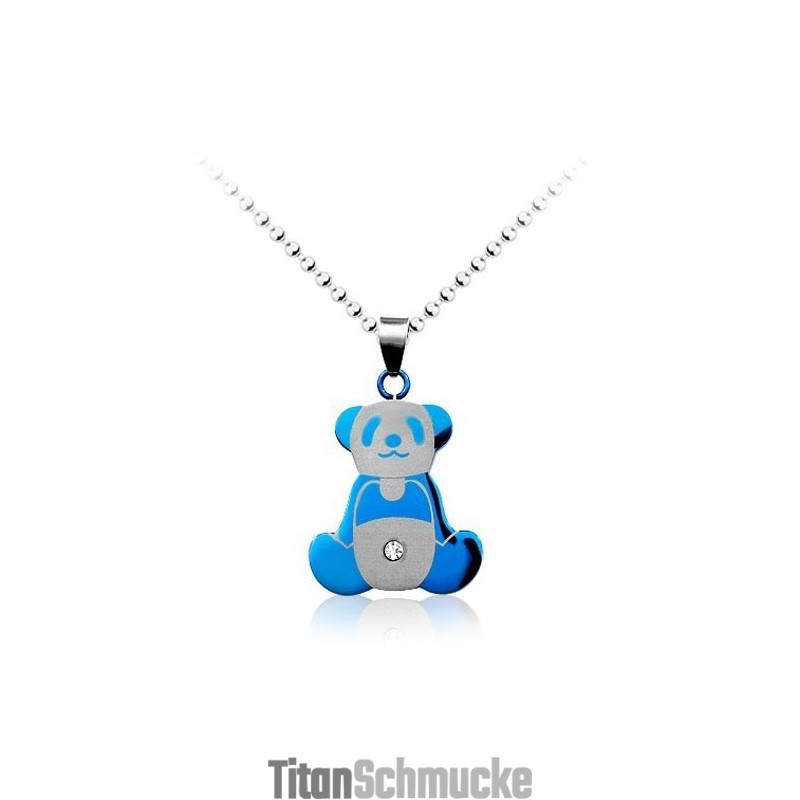 Niedlicher Blauer Panda-Anhänger Aus Titan Für Herren – Inklusive Kette Niedlicher Blauer Panda-Anhänger Aus Titan Für Herren – Inklusive Kette
