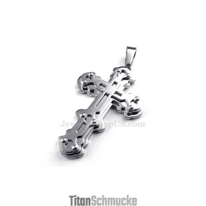 Exquisite Herren-Halskette Mit Kreuzanhänger Aus Silber Und Titan (Inkl. Kette) Exquisite Herren-Halskette Mit Kreuzanhänger Aus Silber Und Titan (Inkl. Kette)