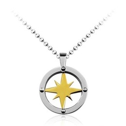 warmgelb Star Circle Herren-Anhänger Aus Titan – Kostenlose Kette