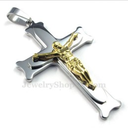 Halskette Mit Jesus-Kreuzanhänger Aus Titan Und Silber (Inklusive Kette)