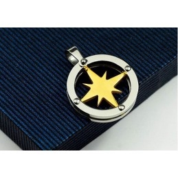 warmgelb Star Circle Herren-Anhänger Aus Titan – Kostenlose Kette