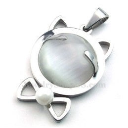 Halskette Mit Katzenaugen-Anhänger Aus metallisch grau Und Titan (Kostenlose Kette)