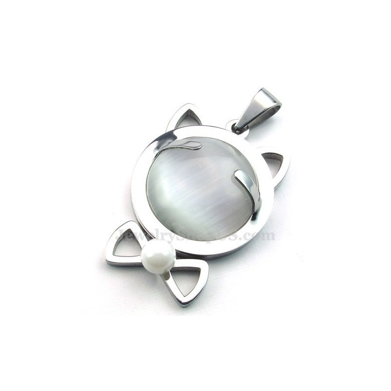 Halskette Mit Katzenaugen-Anhänger Aus metallisch grau Und Titan (Kostenlose Kette)