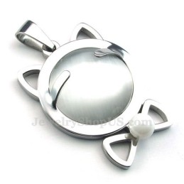 Halskette Mit Katzenaugen-Anhänger Aus metallisch grau Und Titan (Kostenlose Kette)