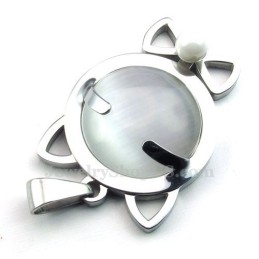 Halskette Mit Katzenaugen-Anhänger Aus metallisch grau Und Titan (Kostenlose Kette)
