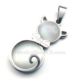 metallisch grau Halskette Mit Katzenaugen-Anhänger Aus Titan (Kostenlose Kette)