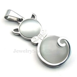 metallisch grau Halskette Mit Katzenaugen-Anhänger Aus Titan (Kostenlose Kette)