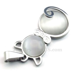 metallisch grau Halskette Mit Katzenaugen-Anhänger Aus Titan (Kostenlose Kette)