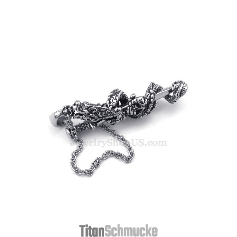 Halskette Mit Drachenschwert-Anhänger Aus Titan (Kostenlose Kette)