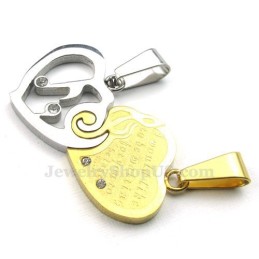 Halskette Mit Herzanhänger Aus Titan In Gold Und Silber Für Paare (Kostenlose Kette) (Ein Paar)
