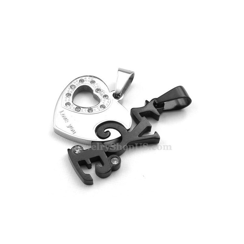 Modische Halskette Mit Herzanhänger Für Paare Aus Titan (Kostenlose Kette) (Ein Paar) Modische Halskette Mit Herzanhänger Für Paare Aus Titan (Kostenlose Kette) (Ein Paar)