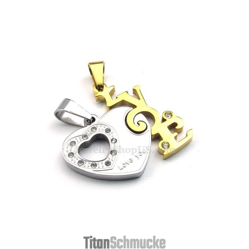 Modische Halskette Mit Herzanhänger Für Paare Aus Titan (Kostenlose Kette) (Ein Paar)