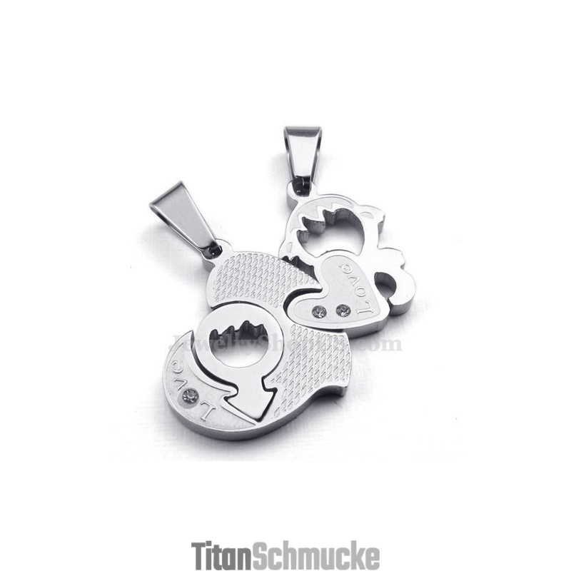 Titan-Halskette Mit Zwei Herzen Als Anhänger Für Paare (Kostenlose Kette) (Ein Paar) Titan-Halskette Mit Zwei Herzen Als Anhänger Für Paare (Kostenlose Kette) (Ein Paar)