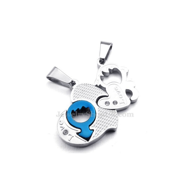 Titan-Halskette Mit Zwei Herzen Als Anhänger Für Paare (Kostenlose Kette) (Ein Paar)