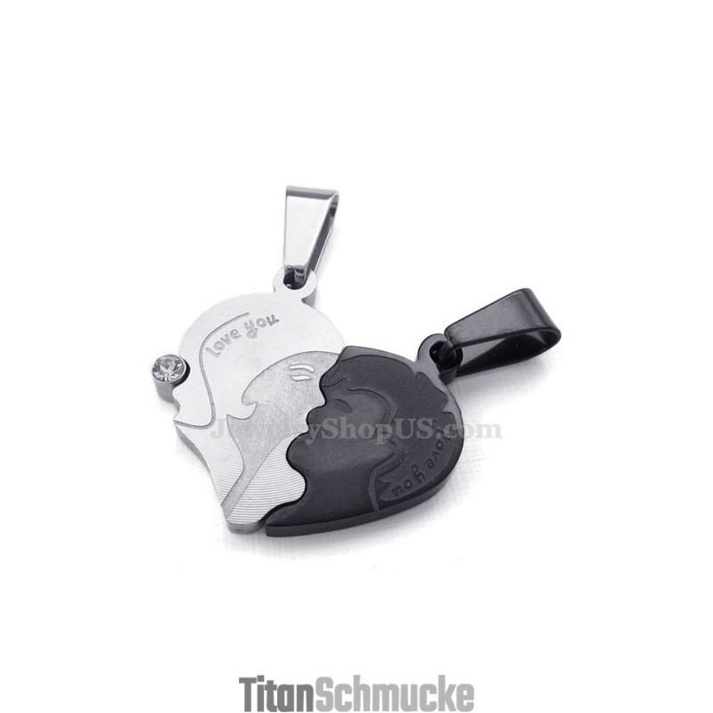 Titan-Halskette Mit Anhänger „Gebrochene Herzen“ Für Paare (Kostenlose Kette) (Ein Paar)
