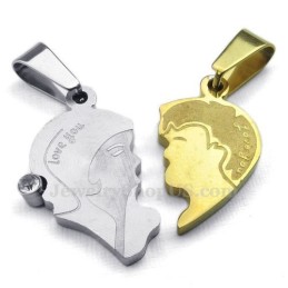 Titan-Anhänger-Halskette Mit Geteilten Herzen Für Paare (Kostenlose Kette) (Ein Paar)