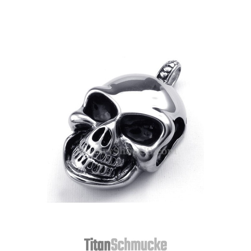 Halskette Mit Totenkopf-Anhänger Aus Silber Und Titan (Kostenlose Kette) Halskette Mit Totenkopf-Anhänger Aus Silber Und Titan (Kostenlose Kette)