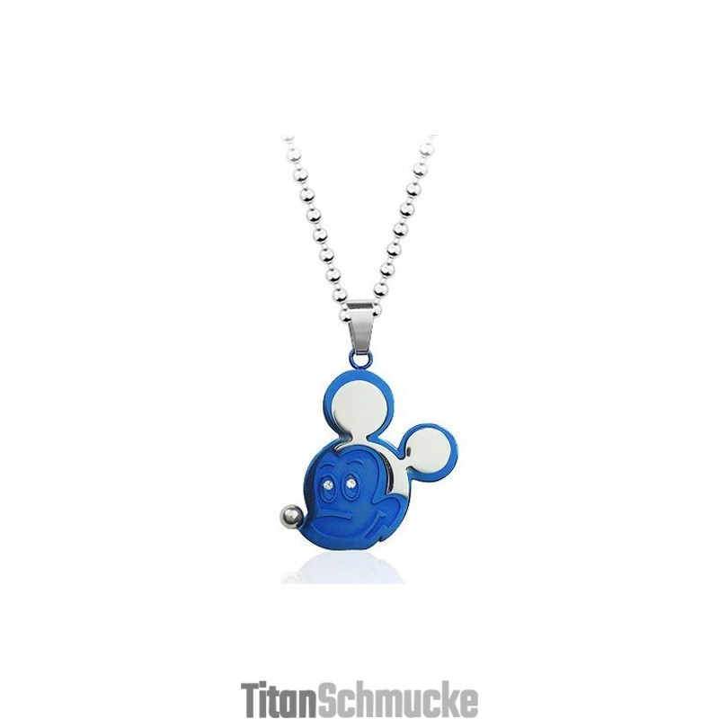 Blauer Mickey Mouse Titan Anhänger - Kostenlose Kette Blauer Mickey Mouse Titan Anhänger - Kostenlose Kette