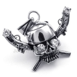Halskette Mit Piraten-Totenkopf-Anhänger Aus Titan (Kostenlose Kette)