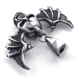 Halskette Mit Flügel-Totenkopfanhänger Aus Titan (Kostenlose Kette)
