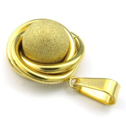 Halskette Mit Anhänger Aus Titan Mit Goldener Kugel (Kostenlose Kette)