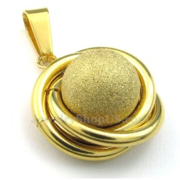 Halskette Mit Anhänger Aus Titan Mit Goldener Kugel (Kostenlose Kette)