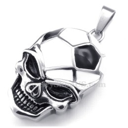 Halskette Mit Anhänger Aus Titan Mit Fußball- Und Fußball-Totenkopf (Inklusive Kette)