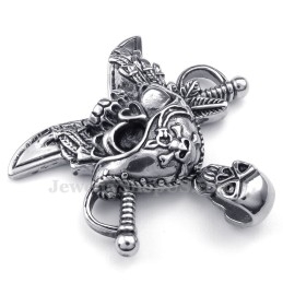 Halskette Mit Totenkopf-Korsaren-Anhänger Aus Titan (Kostenlose Kette)