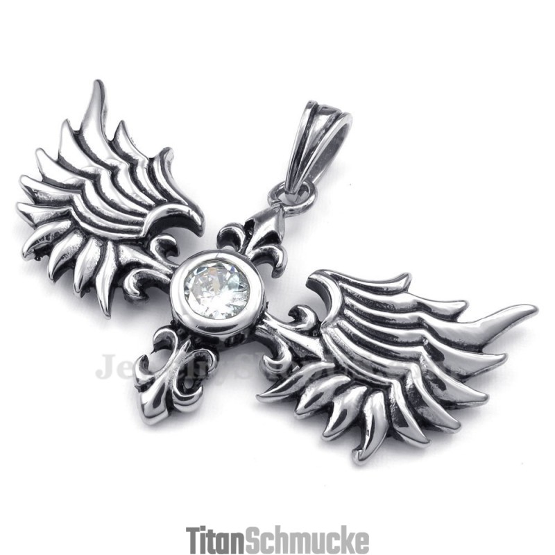 Halskette Mit Flügelanhänger Aus Titan (Kostenlose Kette)
