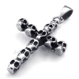 Halskette Mit Kreuzanhänger Aus Titan Mit Totenkopfmotiv (Inkl. Kette)