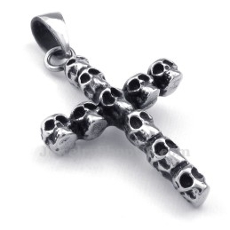 Halskette Mit Kreuzanhänger Aus Titan Mit Totenkopfmotiv (Inkl. Kette)