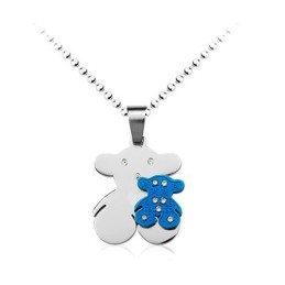 Sweetheart Blauer Und metallisch grau Tous Titanium-Anhänger – Kostenlose Kette