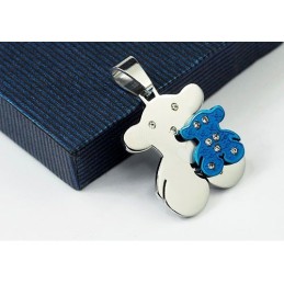 Sweetheart Blauer Und metallisch grau Tous Titanium-Anhänger – Kostenlose Kette