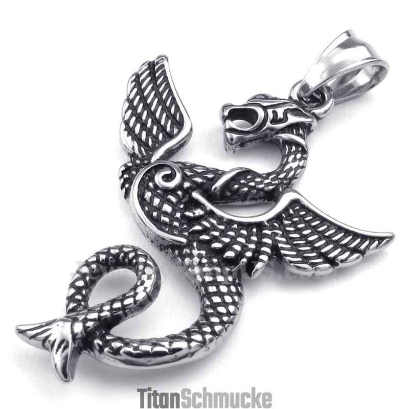 Halskette Mit Flugsaurier-Anhänger Aus Titan (Kostenlose Kette)