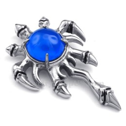 Halskette Mit Klauenanhänger Aus Titan Mit Blauem Zirkonia (Kostenlose Kette)
