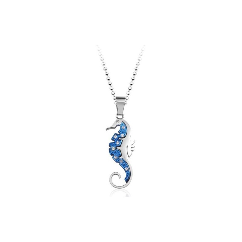 Neuer Blauer Hippocampus-Anhänger Aus Titan Mit – Kostenlose Kette