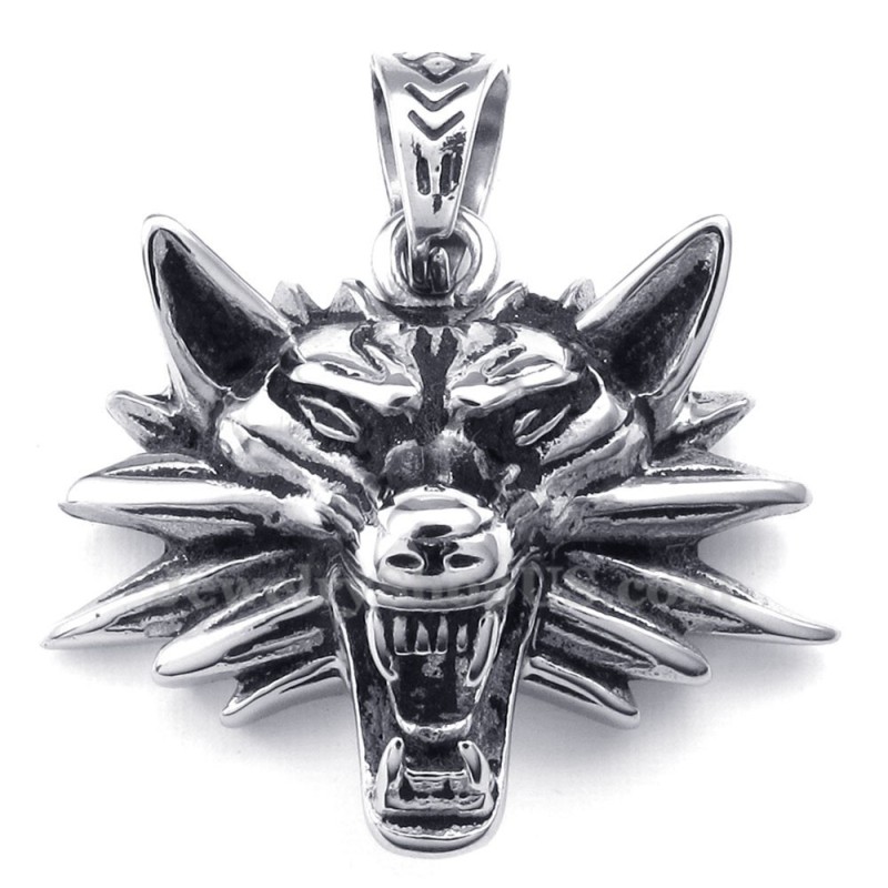 Halskette Mit Wolfsanhänger Aus Titan (Kostenlose Kette)